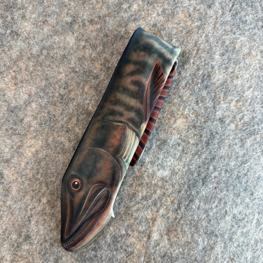 Ralph Marlin Muskie Fish 1986 Necktie Mens Fishing Photorealistic Novelty Tie
